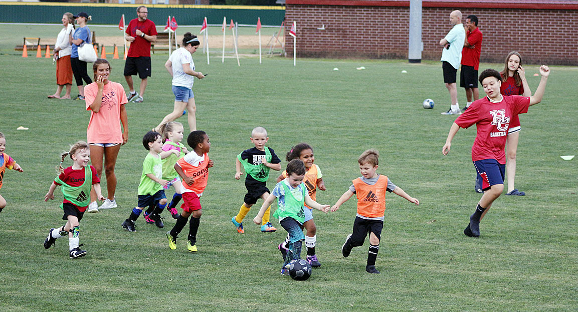 Youngsters try out soccer game at HCHS
